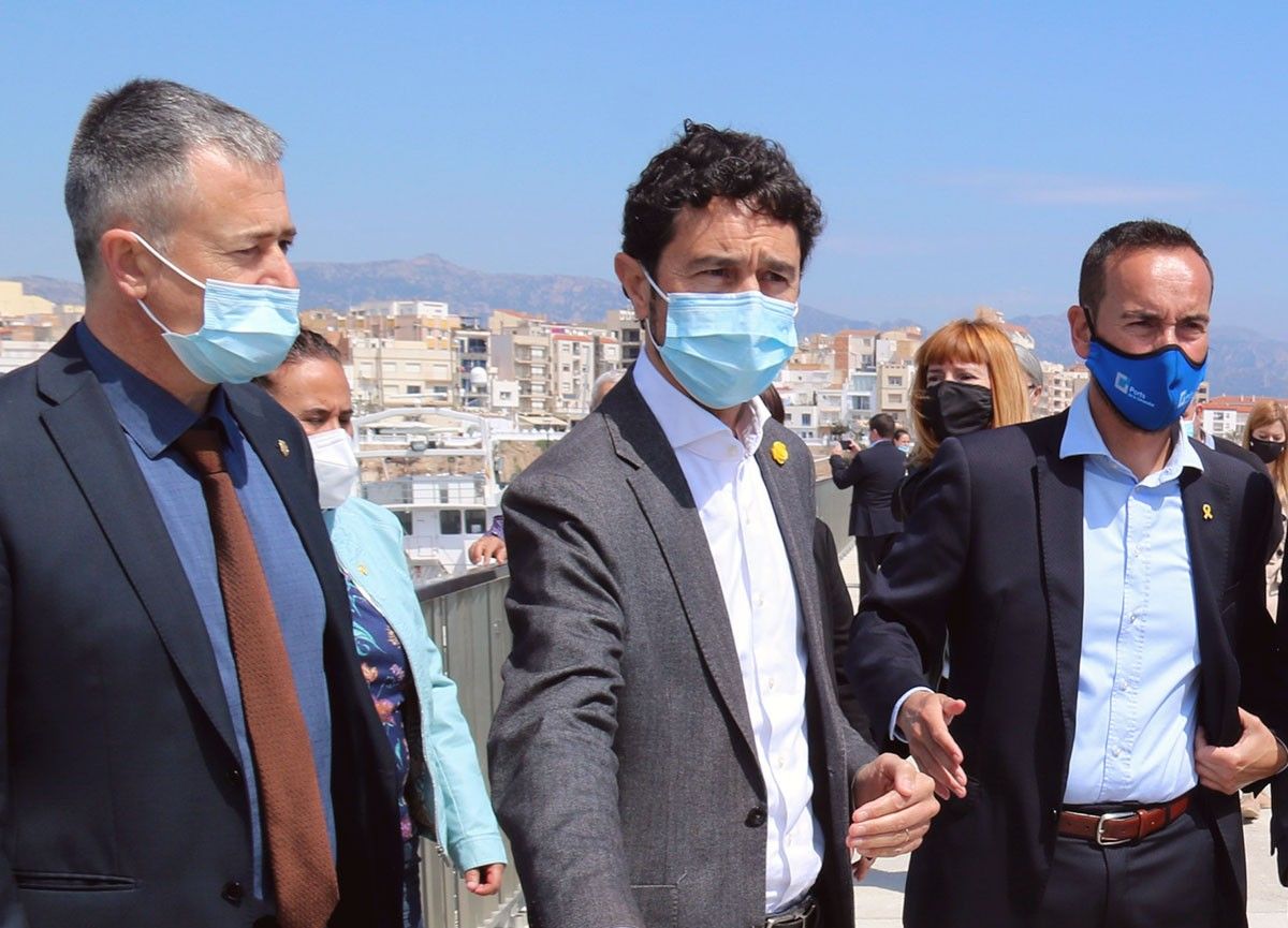 Calvet, amb l'alcalde de l'Ametlla de Mar Jordi Gaseni i el director general de Ports, Joan Pere Gómez.