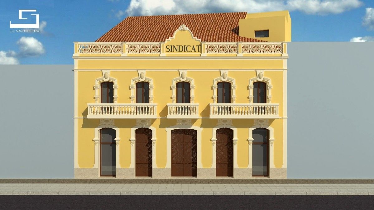 Imatge de la futura façana del Sindicat, obra de l'arquitecte Jaume Sagarra