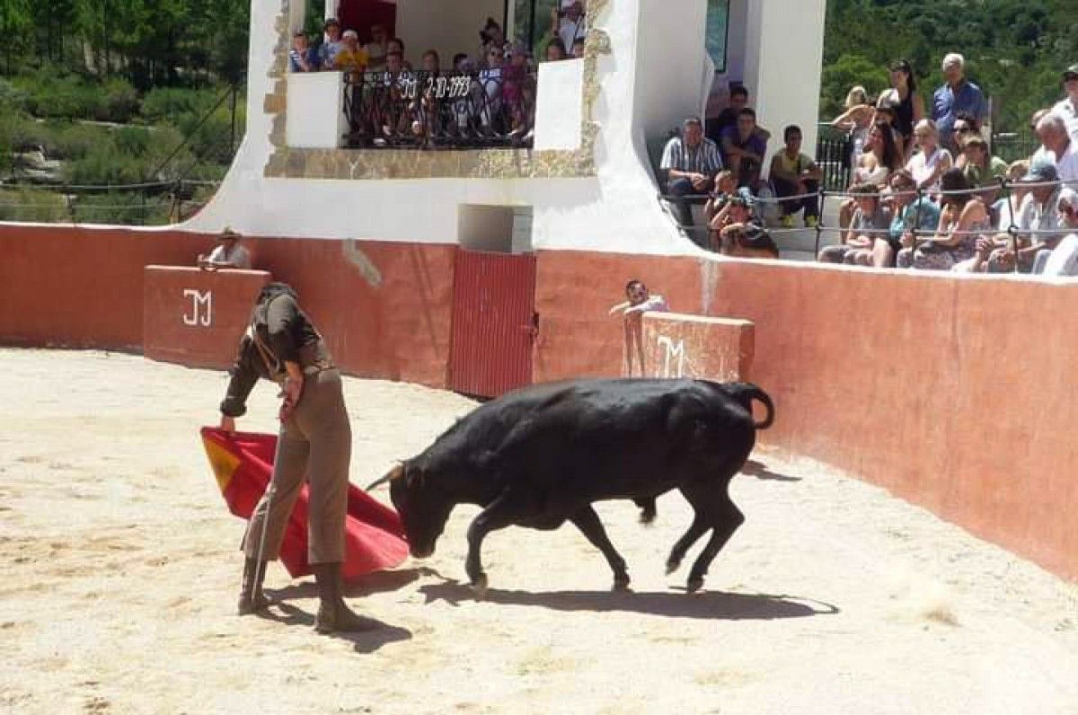 Actuació d'un torero durant un dels espectacles taurins que se celebrarien il·legalment a Alfara.