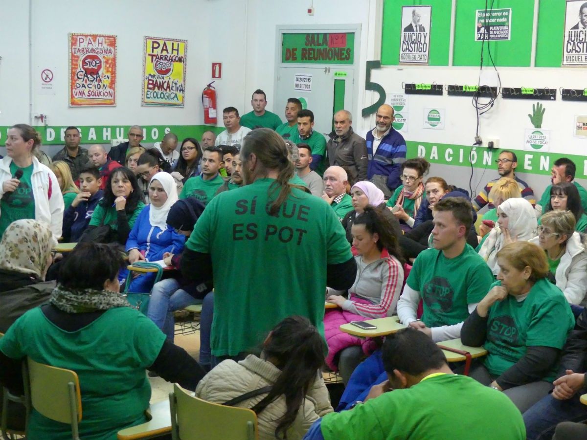 Una assemblea de la PAH Tarragona, en una imatge d'arxiu 