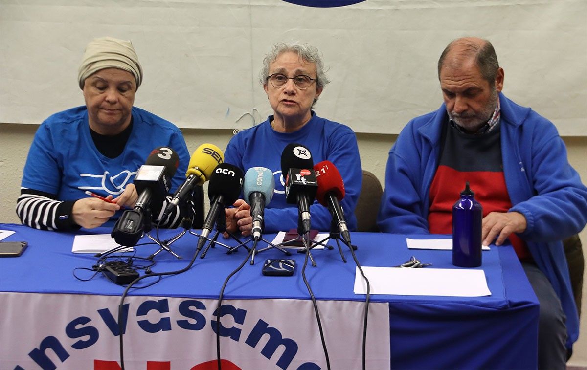 Susanna Abella, Matilde Font i Joan Antoni Panisello, este dimarts en roda de premsa.