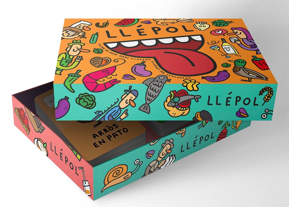 La capça del joc Llépol que ultimen l'il·lustrador Hernan en H i el dissenyador Joan Marc Clofent i que reivindica expressions i gastronomia ebrenca.