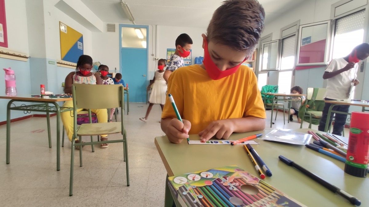 Alumnes d'una classe de primària a Catalunya, el passat dilluns 