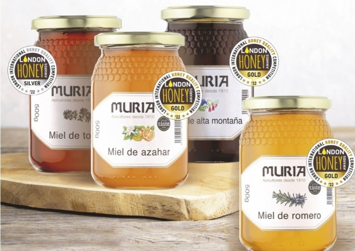 Les quatre varietats de mel Muria premiades als London Honey Awards 