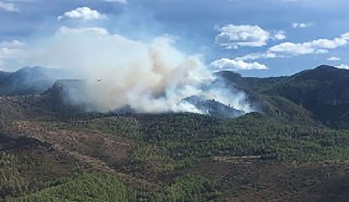 Imatge aèria del foc a Tivissa