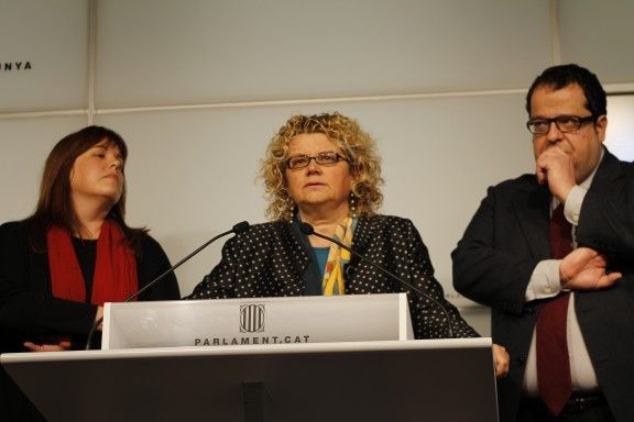 Geli, Ventura i Elena durant la seva comparaixença al Parlament.