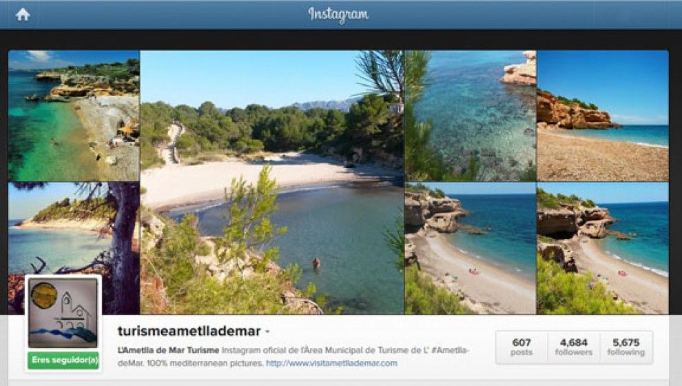Perfil de l'Ametlla de Mar a Instagram