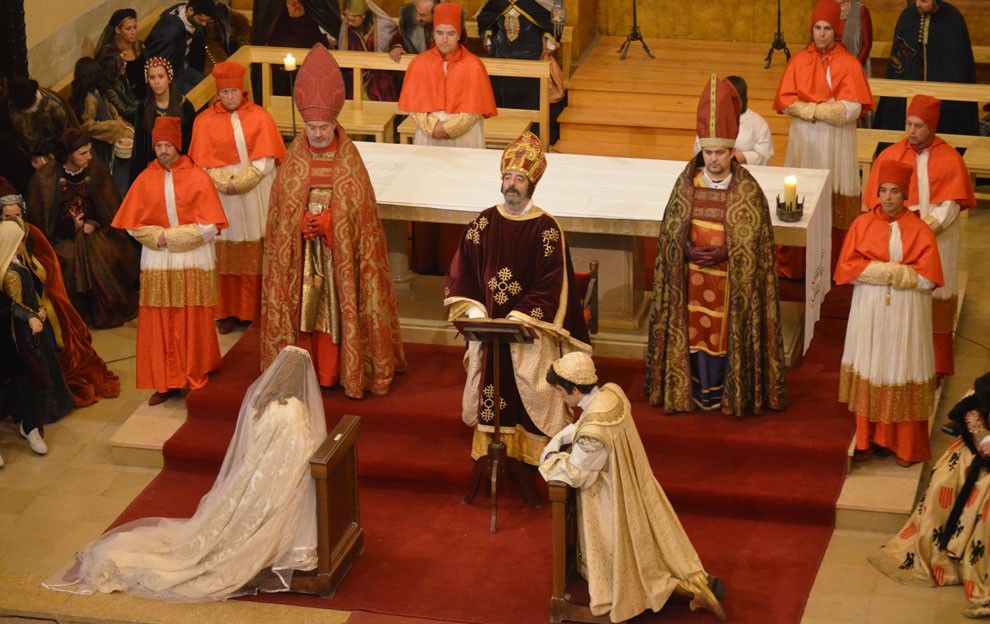 Moment del casament entre l'Infant Pere i Leonor de Castella.