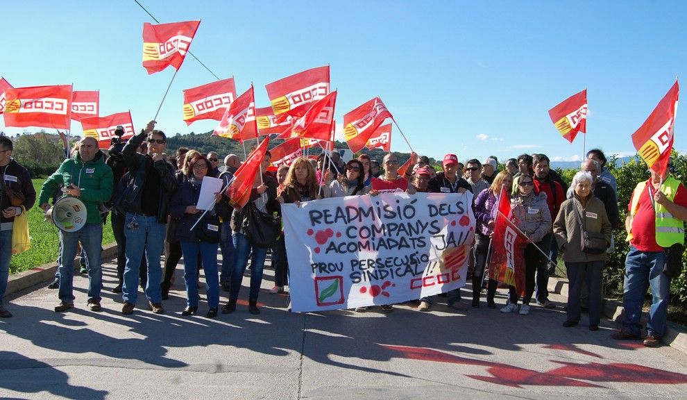 La protesta d'este migdia ha concentrat unes 150 persones a les portes de l'empresa, a Amposta.
