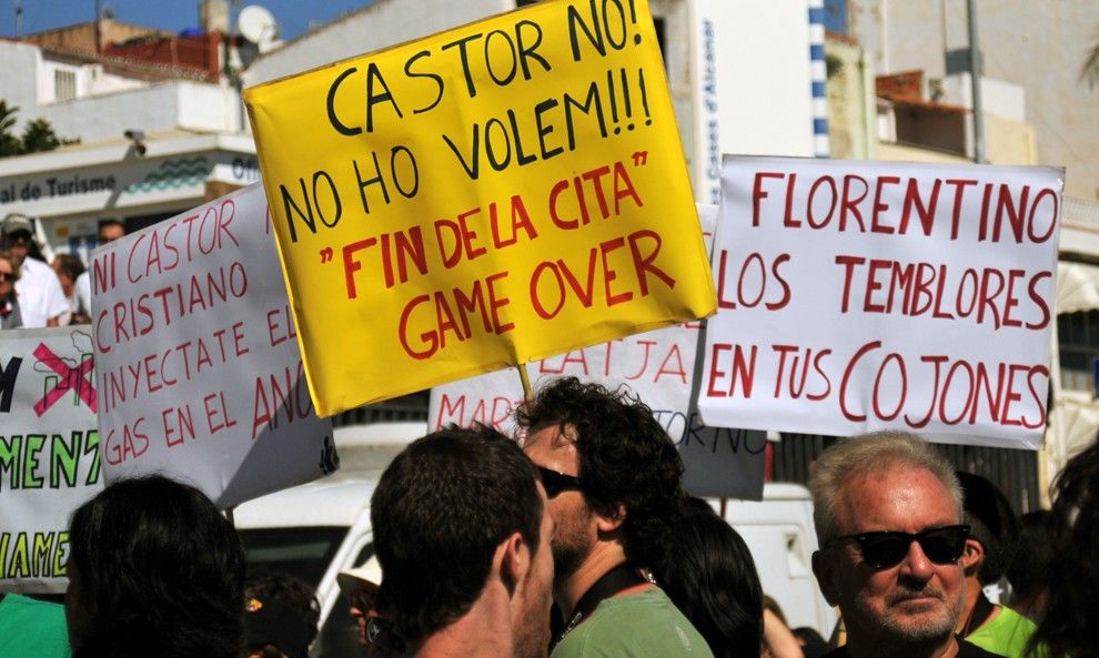 Manifestació a Alcanar pel tancament del Castor, en una Imatge d'arxiu.