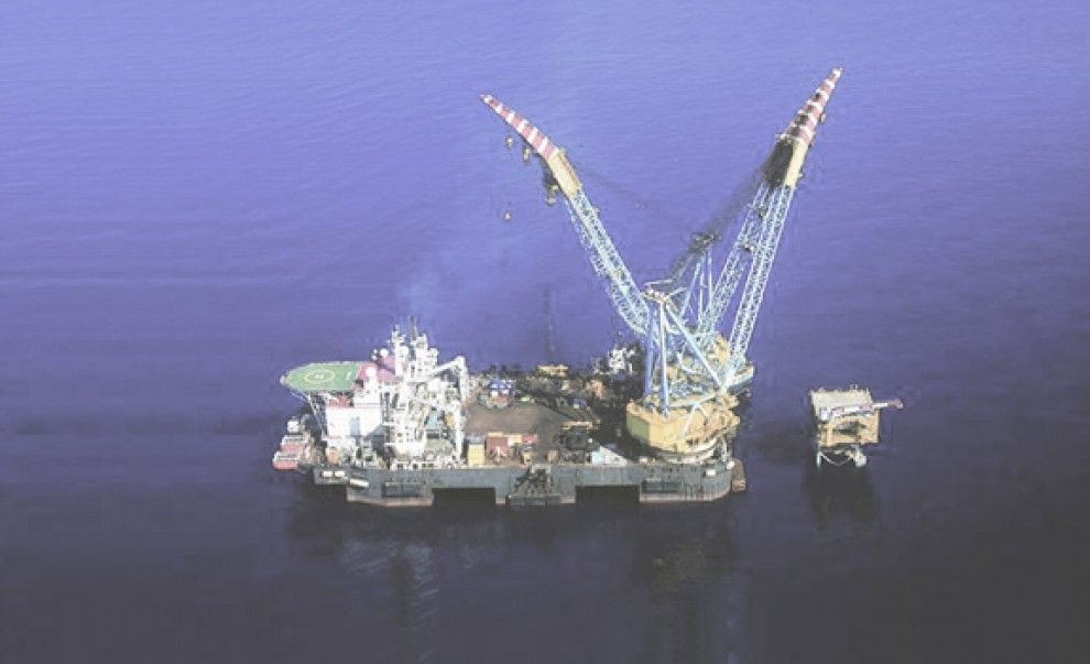 Imatge d'arxiu de la construcció de la plataforma marina del magatzem de gas Castor.