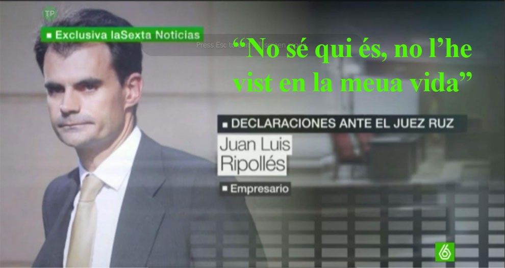 Captura de pantalla de la peça informativa de La Sexta, amb les declaracions de Ripollés.