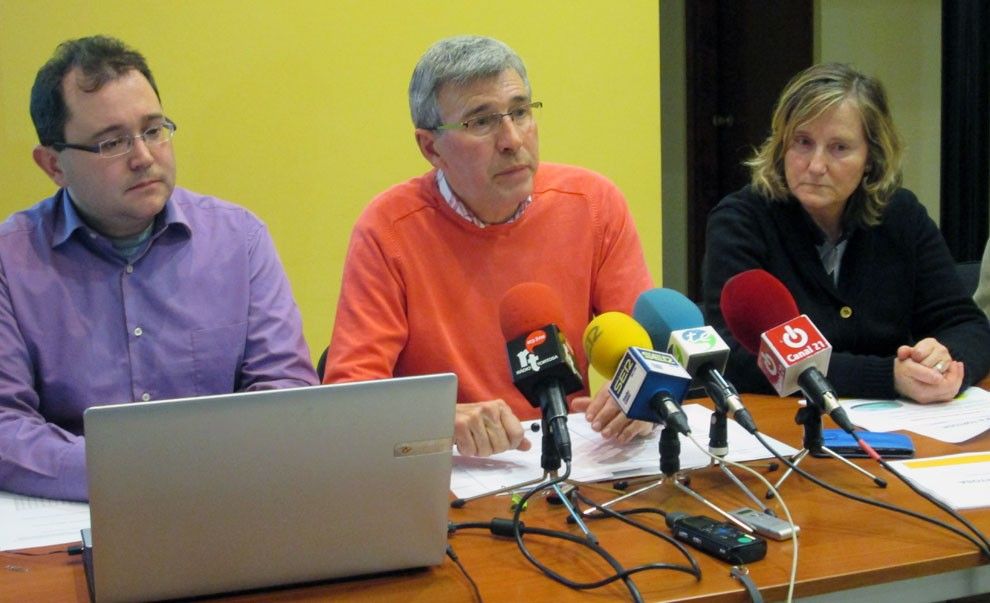Marc Puigdomènech, Josep Felip Monclús i Alicia Gamundi, durant la roda de premsa d'avui.