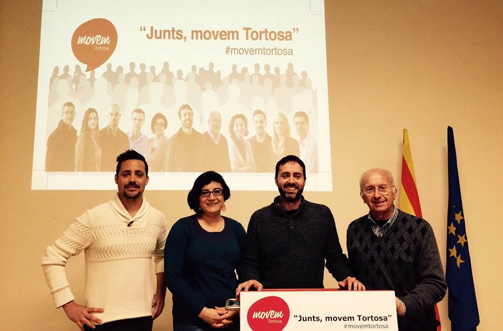 Jordi Jordan, Francesc Vallespí, Cristinna Bel i Pere Cabanes en la presentació del lema de campanya de Movem Tortosa.