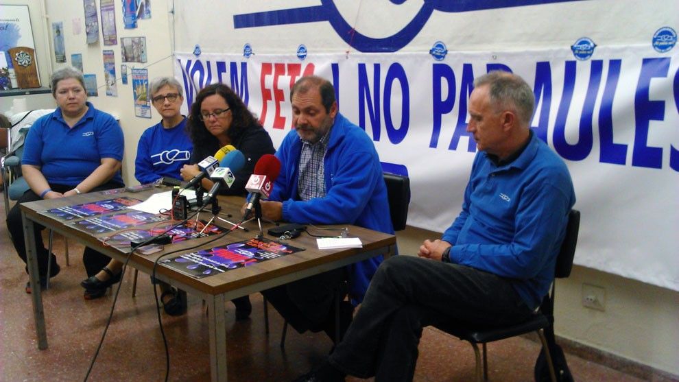 Un moment de la roda de premsa d'esta tarda, prèvia a l'assemblea d'este dissabte a Tortosa.