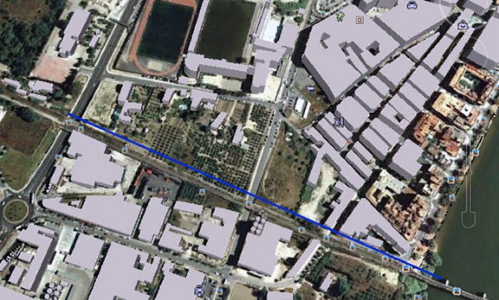 La línia blava marca el recorregut que seguirà el col·lector.