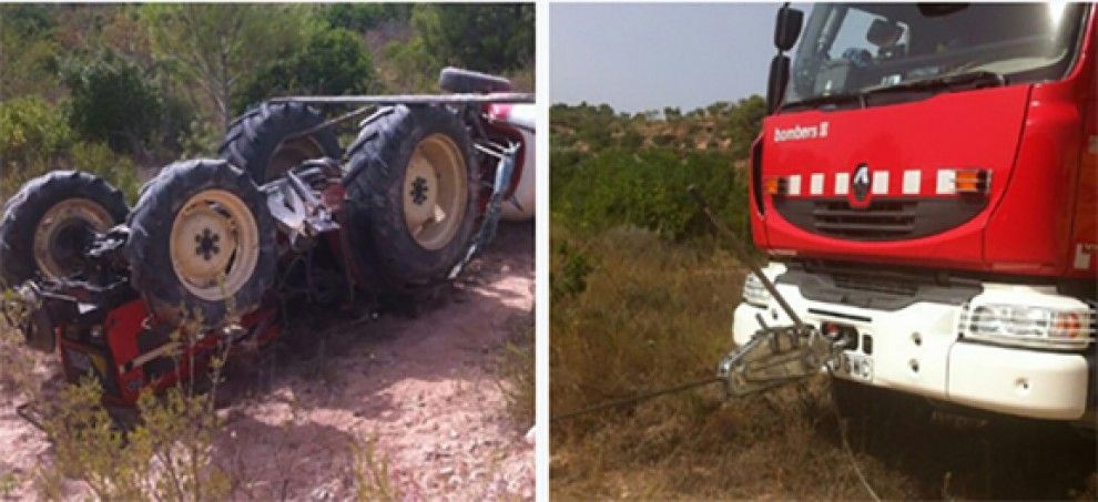 Imatges de l'accident, on hi han actuat els Bombers de la Generalitat.