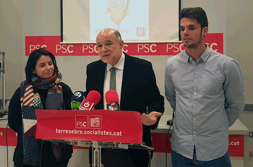Sabaté, Alcoverro i Esmel, en la roda de premsa per presentar els eixos de la campanya.