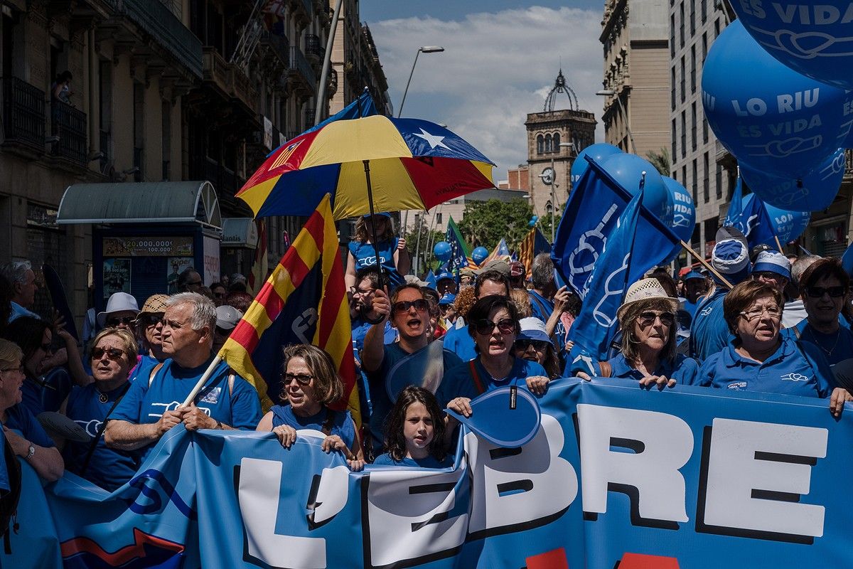 Manifestants en defensa de l'Ebre a Barcelona