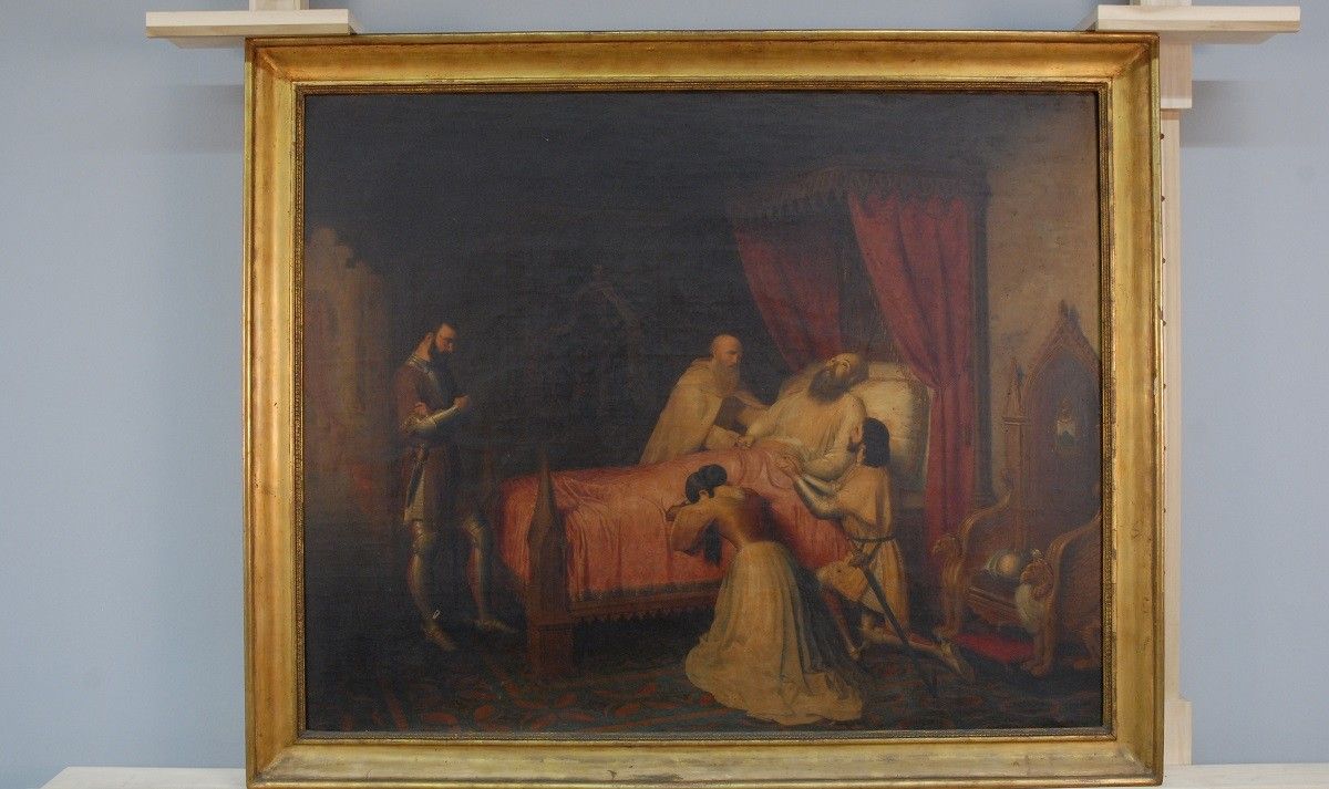 La pintura 'La mort de Bernat Puigvert', de l'artista Miquel Fluixench.