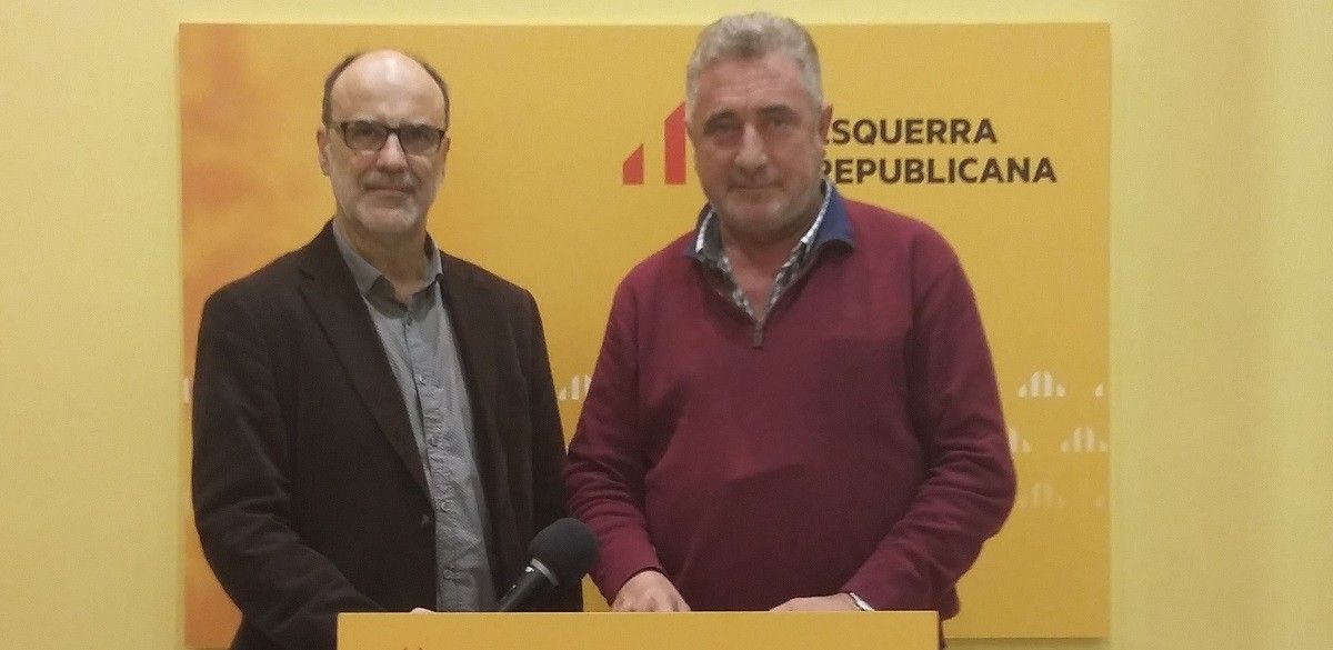 Els polítics d'ERC Miquel Aubà i Alfons Montserrat.