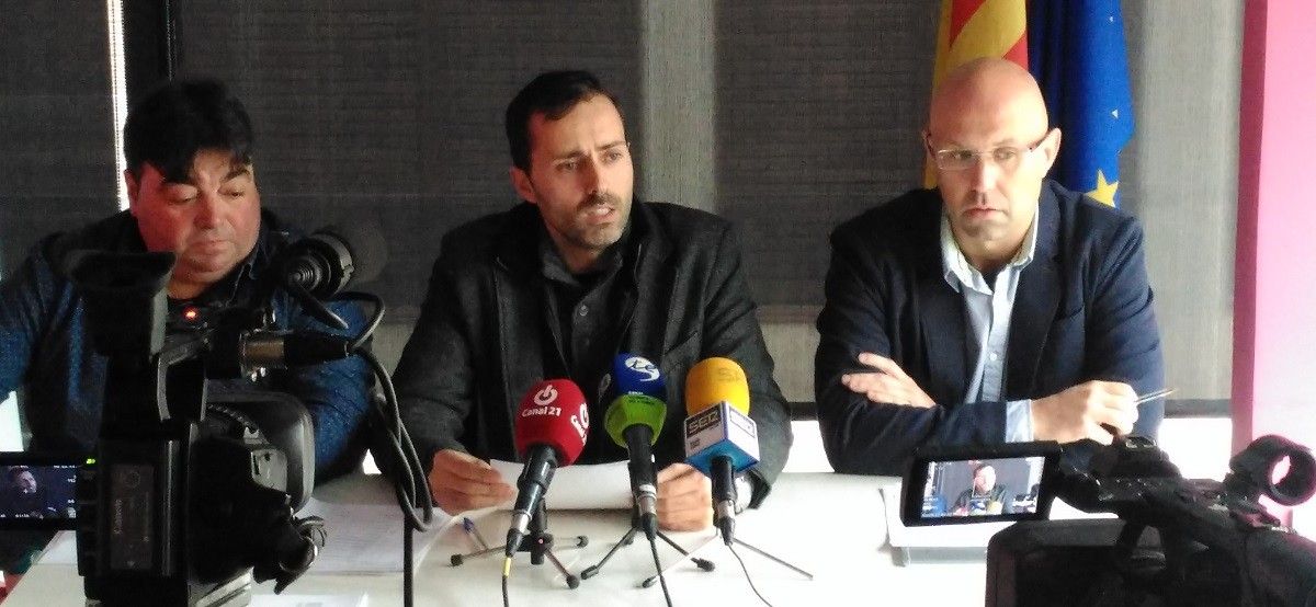Joan Moisès, Jordi Jordan i Antonio Àlvarez durant la roda de premsa d'este dimarts.