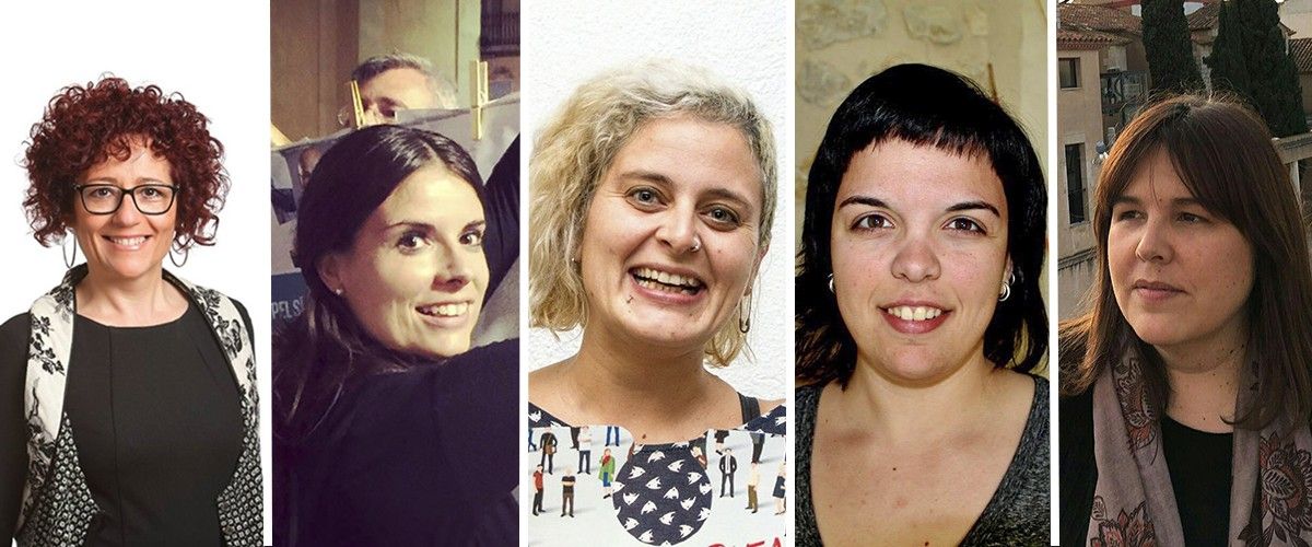 D'esquerra a dreta: Carme Navarro (ERC), Mònica Sales (PDeCAT), Dayana Santiago (CUP-AE), Eva Amposta (Entesa pel Pinell de Brai) , Núria Ventura (Socialistes d'Ulldecona)