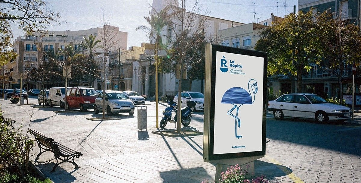 Simulació de la marca aplicada a un cartell promocional.