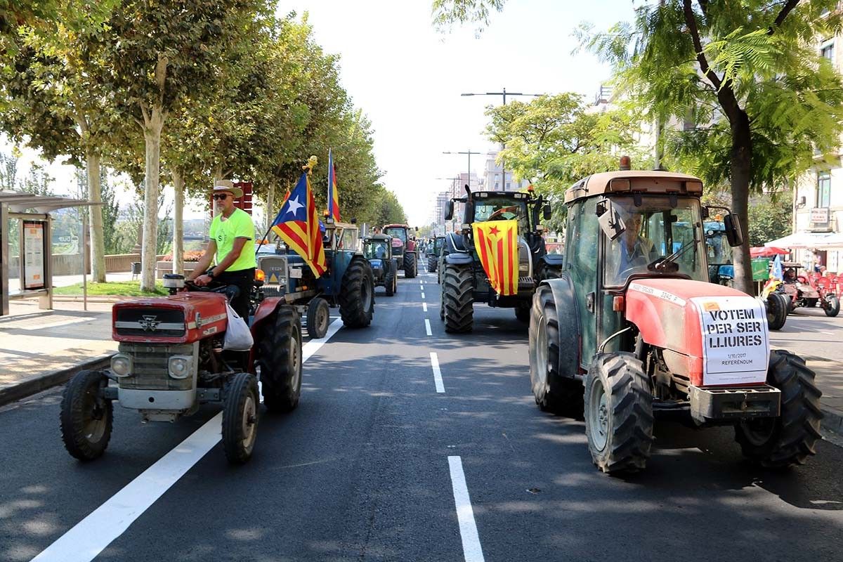 Tractors a Lleida el dissabte passat en defensa del referèndum
