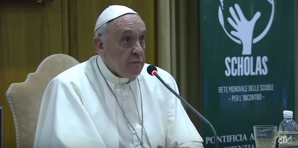 El Papa Francesc durant el discurs de clausura del IV Congrés Mundial Scholas Ocurrentes