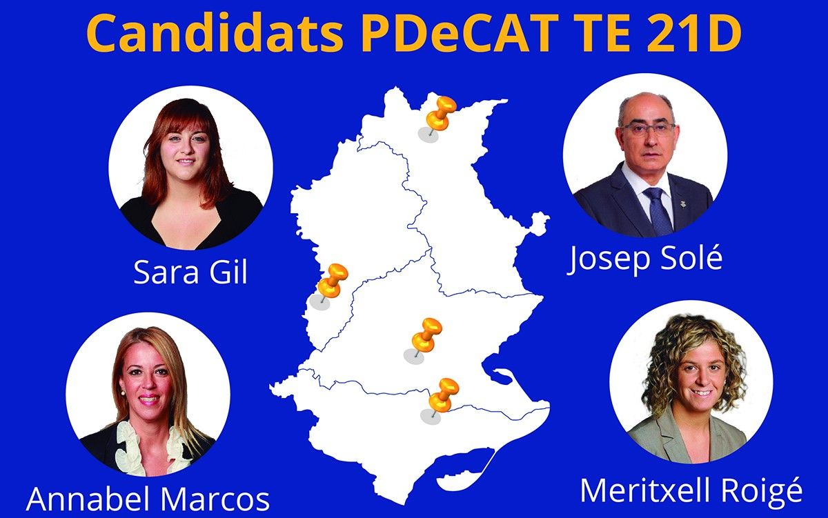 Els 4 candidats de les comarques de les Terres de l'Ebre pel PDeCAT.
