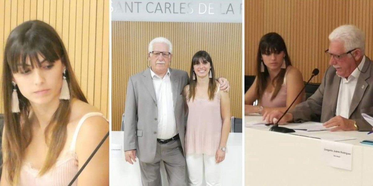 Francina Molina i Pedro Hernández quan van pendre possessió del càrrec de regidors de Més Ràpita